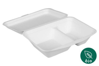 Eko pojemnik lunch box trzcina cukrowa 2-komory 220x200x77mm NATURA 50szt.