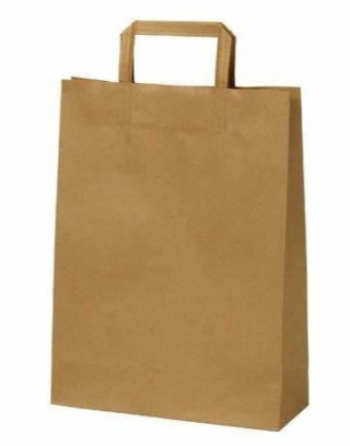 Torba papierowa brązowa kraftowa catering dietetyczny płaski uchwyt 32x16x42 cm