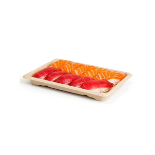 Eko pojemnik SUSHI TACKA niedzielony trzcina cukrowa PTC T15 216X16X20mm komplet 50szt. z deklem PET