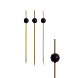 Fingerfood patyczki Papstar bambusowe z czarną perła kulką 12,5cm 250 szt.