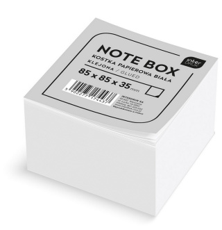 Karteczki kostka papierowa klejona biała NOTE BOX 85x85mmx35mm