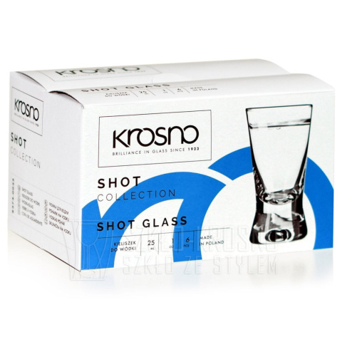 Kieliszki do wódki KROSNO Shot 25ml X-Line 6 sztuk