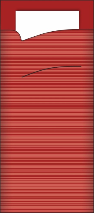 Etui papierowe bordowe w paski na sztućce z serwetką 500szt./karton