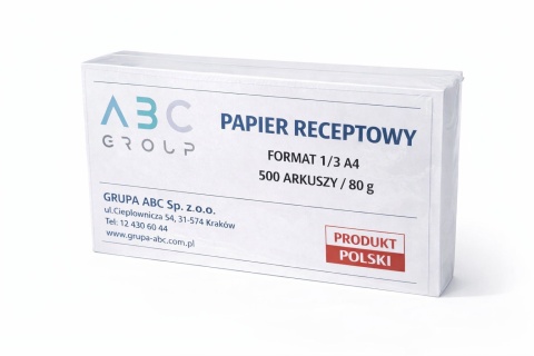 Papier Ksero 1/3 A4 80G RECEPTOWY 500szt