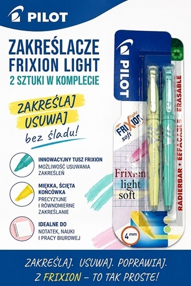 Zmazywalne zakreślacze PILOT FRIXION LIGHT SOFT 2szt